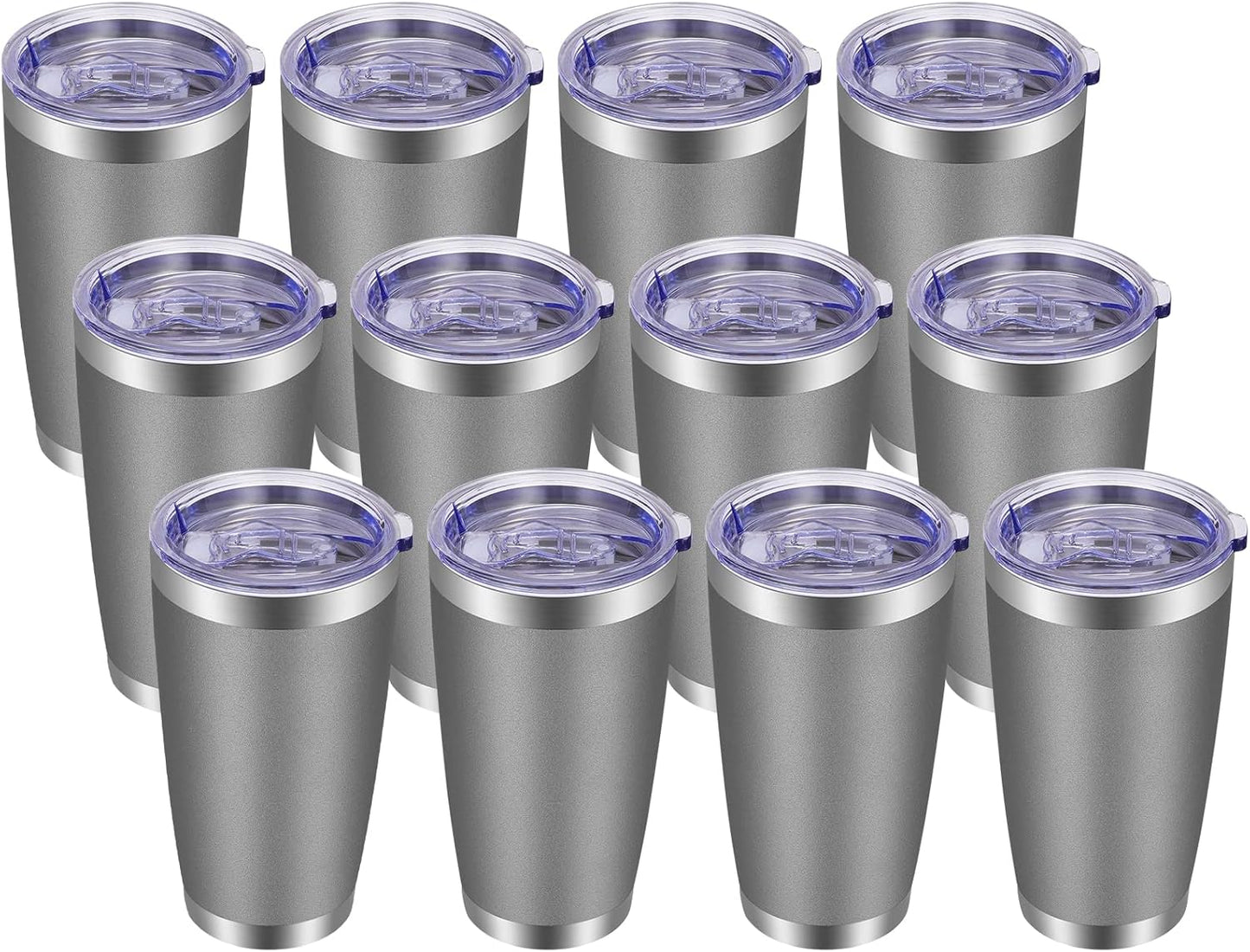 VEGOND 20oz Tumbler with Lid and Straw Stainless Steel Tumbler Cup Bulk Vacuum Insulated Double Wall Travel Coffee Mug Powder Coated Coffee Cup (Bluish Violet 6 Pack)