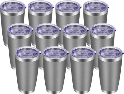 VEGOND 20oz Tumbler with Lid and Straw Stainless Steel Tumbler Cup Bulk Vacuum Insulated Double Wall Travel Coffee Mug Powder Coated Coffee Cup (Bluish Violet 6 Pack)