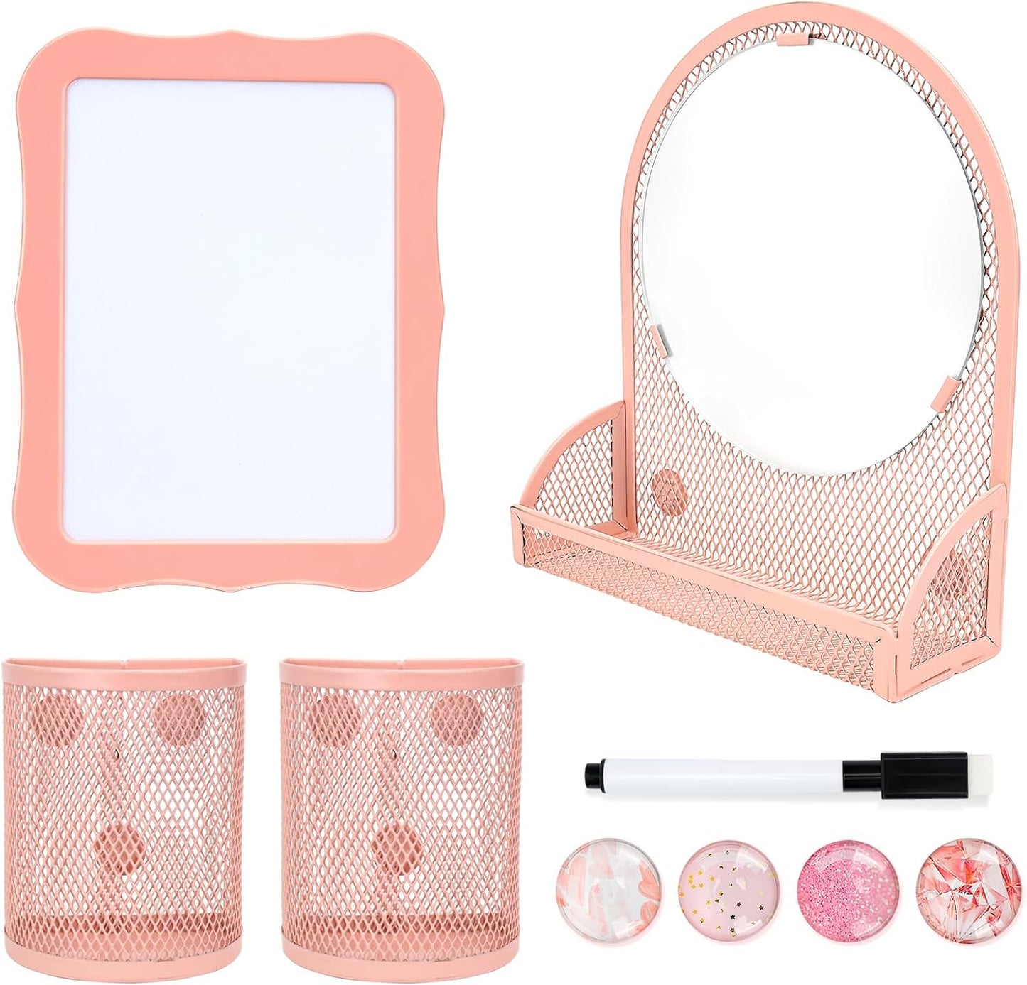 Locker Accessories Kit, Back to School Essentials, 9 Pieces Locker Organizer Supplies with Magnetic, Locker Decor Includes Whiteboard, Locker Mirror, Magnets, and Other Locker Decorations