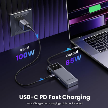 UGREEN Uno 6 in 1 USB-C Hub with 10Gbps USB-C & USB-A Data Ports 4K@60Hz HDMI, 100W Power Delivery Compatible with MacBook Pro/Air, iPad Pro, Surface, XPS, Thinkpad and More