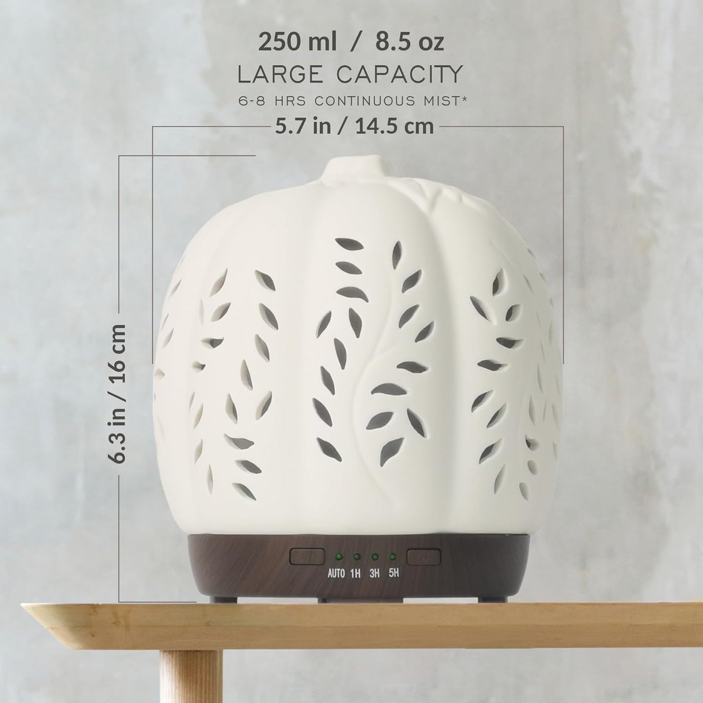 Earnest Living Essential Oil Diffuser White Pumpkin Ceramic Diffuser 250 ml Timers Night Lights and Auto Off Function Home Office Humidifier Aromatherapy Diffusers for Essential Oils Halloween