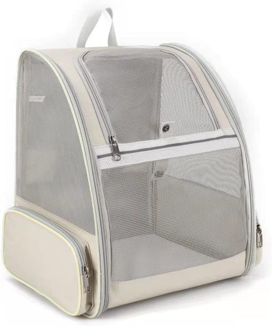 Large Cat Carrier Backpack, Pet Backpack Carrier for Small Dog Up to 16 Pounds, Breathable Vented Design Backpack for Travelling and Hiking Outdoor, White…