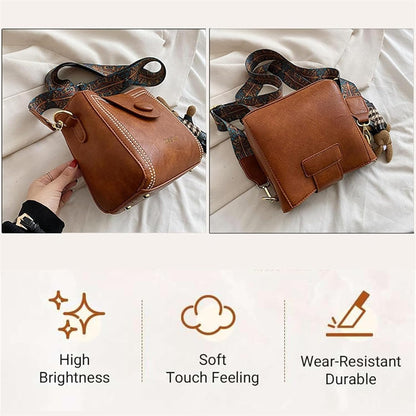 Purilite Select | Vintage Bucket Crossbody Bag | Adjustable Strap Purse with Bunny Charm | Retro Studded Shoulder Bag for Daily Use