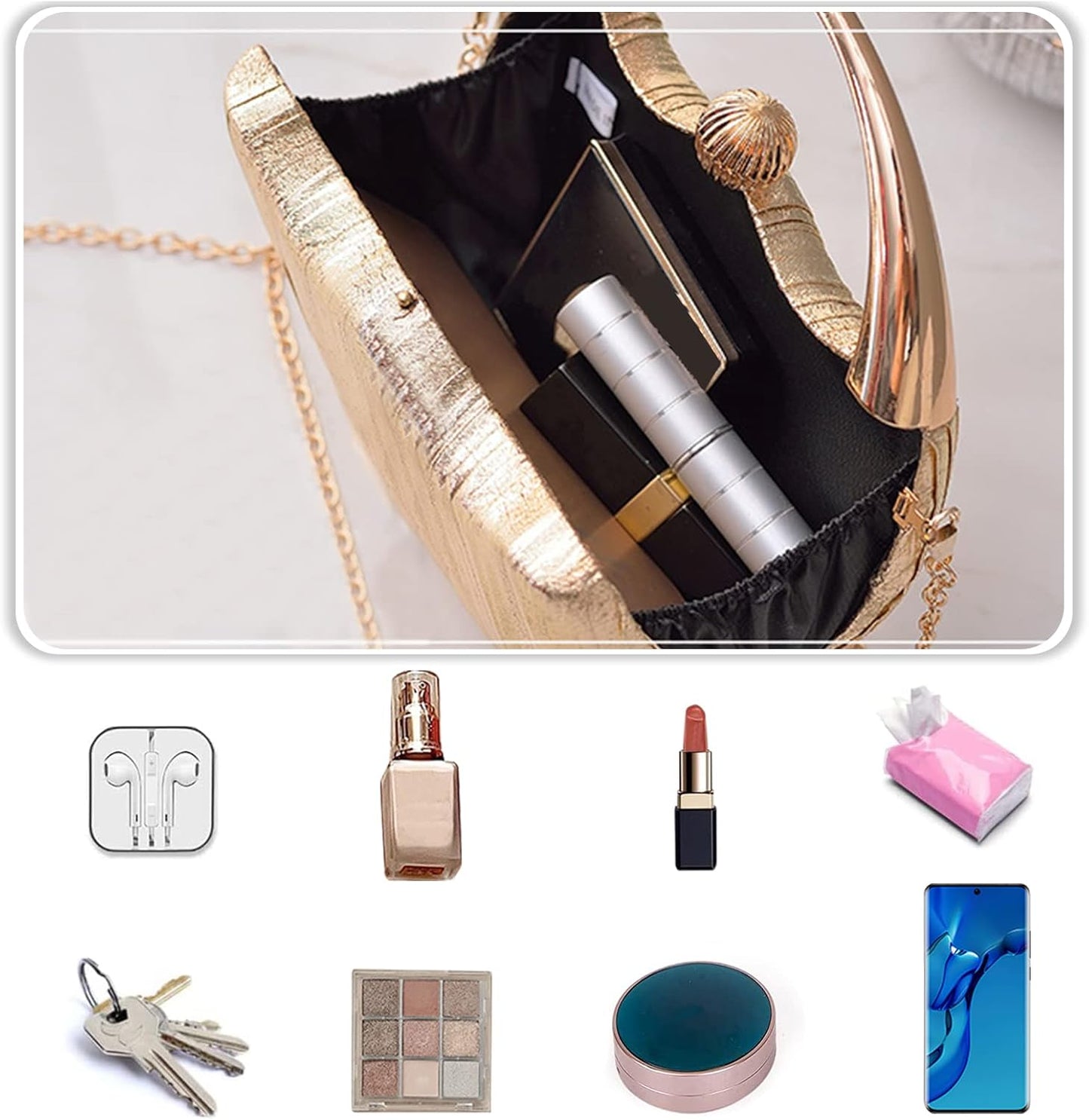 CORIOS Women Clutch Bag Glitter Evening Bag Bridal Wedding Purse Elegant Shoulder Bag