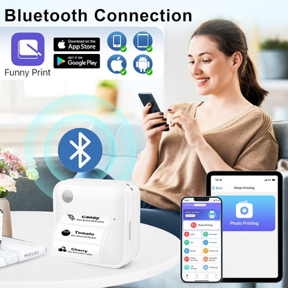 Label Maker Machine with Tape - Thermal Label Printer Bluetooth Label Maker Machine, Mini Printer Sticker Maker for Home, Kitchen, School, Office Organization with 2 Rolls Paper (Green)