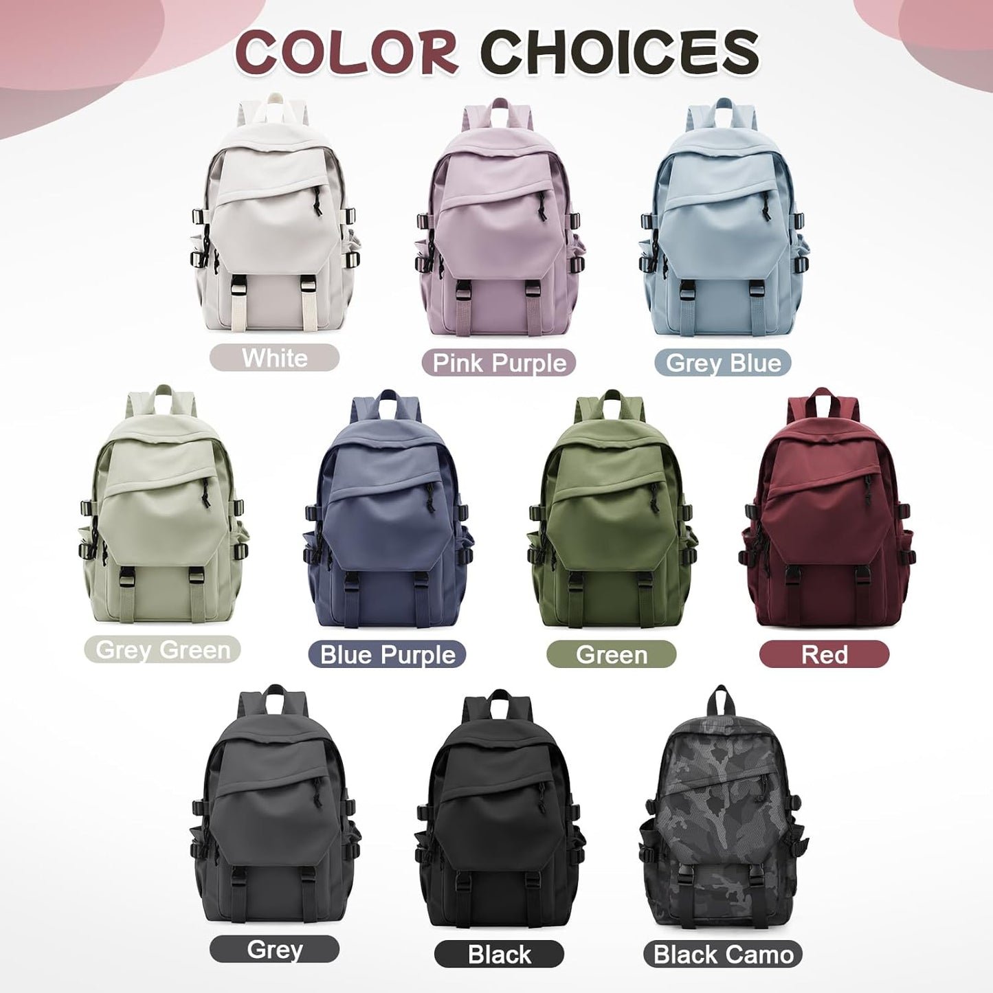 School Backpack for Women Men College High School Bags for Boys Girls Casual Daypack Laptop Backpack Waterproof Black Bookbag Travel Rucksack