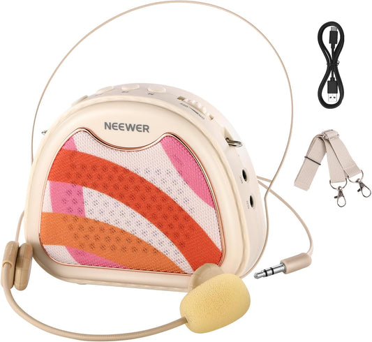 NEEWER VA01 Voice Amplifier with Wired Headset Microphone, Speaker, Shoulder Strap, AUX Output, USB C Rechargeable Portable Sound Amplifier with Mic 14Hrs Battery for Teachers, Trainers, Tour Guides