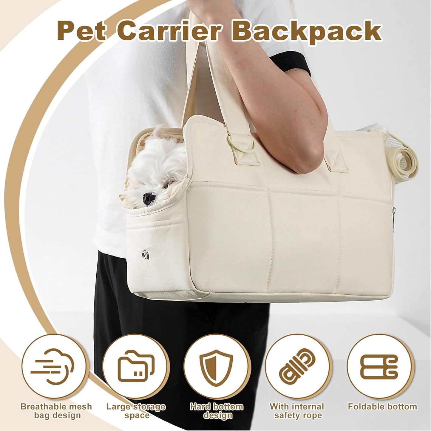 Pet Carrier Backpack, Breathable Cat Carrier Bag, Portable Travel Pet Carrier with Large Pockets, Pet Backpack Bag for Hiking Travel Camping, for Small Dog Cat
