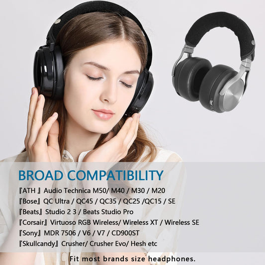 GEVO Replacement Headphone Headband Cover for Corsair Virtuoso, Audio Technica ATH M Series M50X, M50XBT, M50, M40X & More, Cushion Pad Protector Repair Part, Easy Installation No Tool Needed (Black) - PuriLite