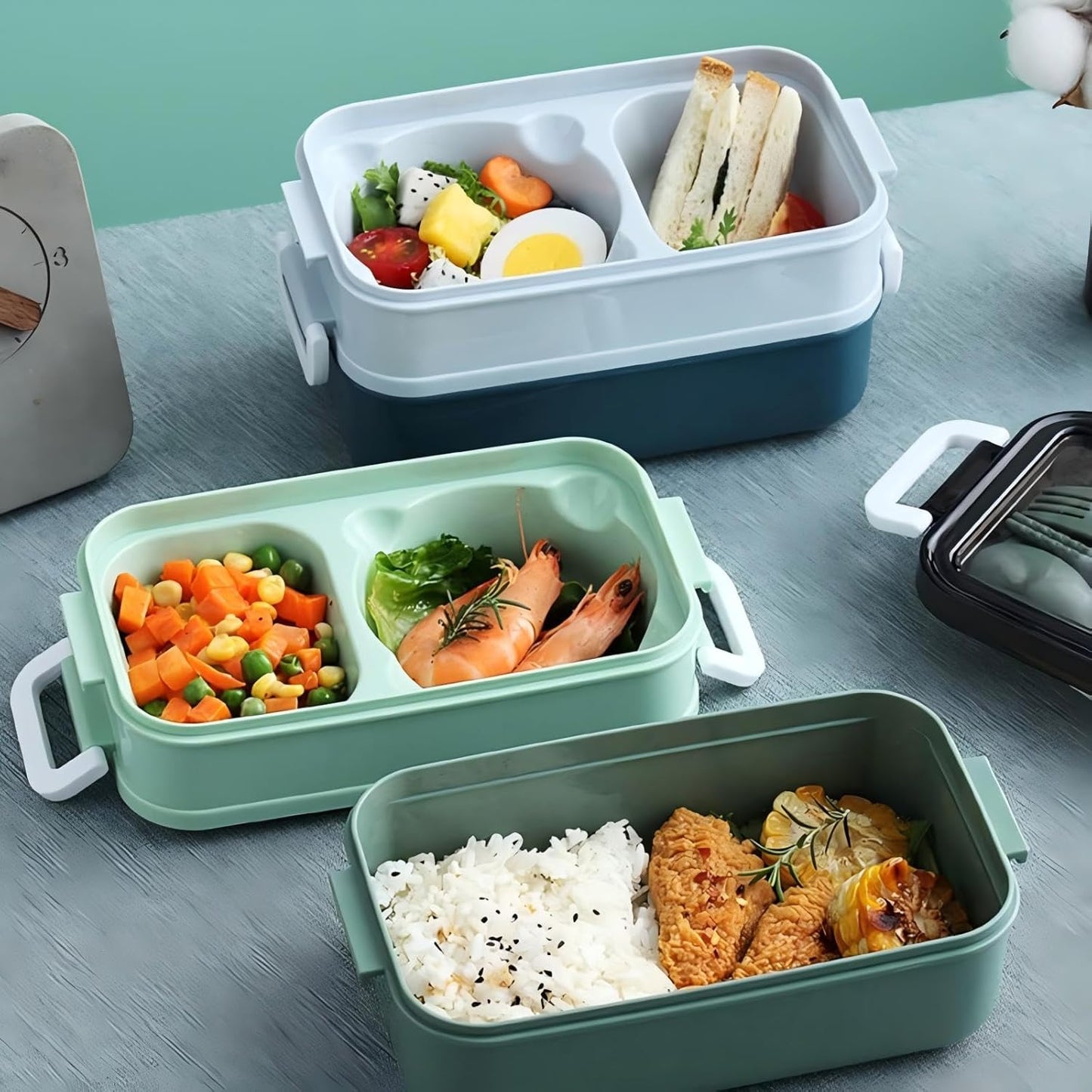 Bento Box, Lunch Box for Adult, Compact Bento Box Set- 2-Layer Stackable Lunch Box with Utensils, Leak-Proof and Durable Food Container for Work, Picnic, and Travel (Pink)