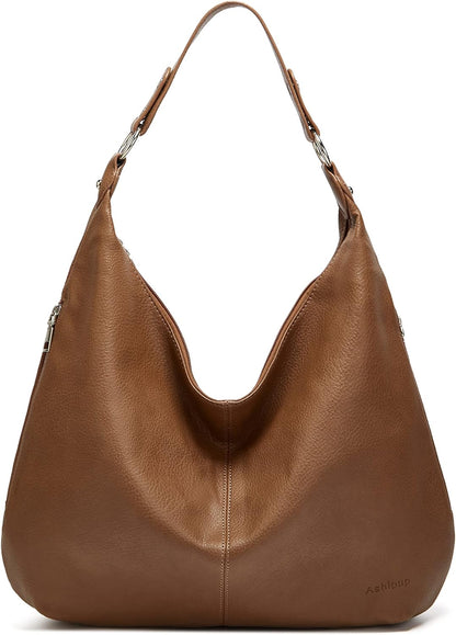 Ashioup Hobo Bags for Women Soft PU Leather Shoulder Bag Vintage Slouchy Handbag with Zipper