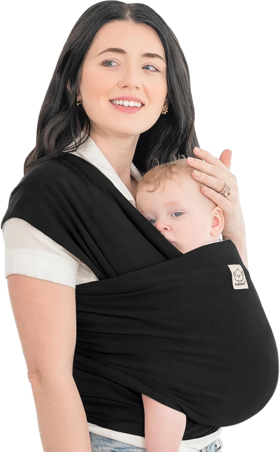 KeaBabies Baby Wrap Carrier - All in 1 Original Baby Carrier Newborn To Toddler Sling, Easy to Wear, Hands Free Bonding, Lightweight, Breathable Infant Wraps (Trendy Black)