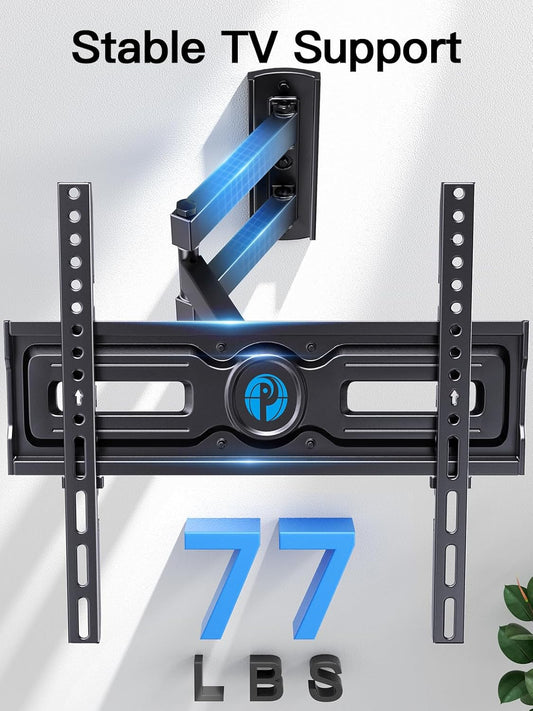 Pipishell Full Motion TV Wall Mount for 26-60 inch Flat & Curved TVs, Height Adjustable Corner Wall Mount Bracket with Articulating Arm, Swivel Extension Tilt, Max VESA 400x400mm up to 77lbs, PIMF9 - PuriLite