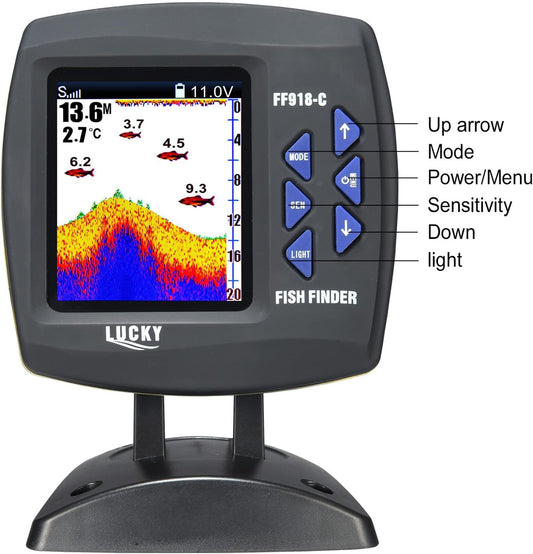 Fish Finder Wired Transducer Sensor Fishfinder 45 Degrees Underwater Fishing Camera Portable Fish Finder Waterproof Underwater Monitor LCD Fish Locator Boat Fishfinder Fish Detector - PuriLite