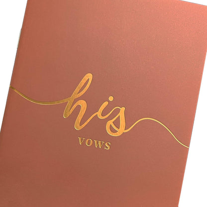 Vekola Vow Books for Wedding His and Hers Elegant Gold Foil Set of 2 Wedding Notebook with 28 Pages (Navy Blue+White)