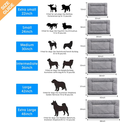 VERZEY Medium/Large Dog Bed Mat Crate Pad, 36" Metal Crates Fit, Ultra-Soft, Machine Washable & Anti-Slip Kennel Mat, Cozy Sleeping Mat for Medium/Large Dogs, Gray, 36L x 23W x 1H Inches