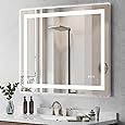 AXOTEXE 40”x32” LED Mirror for Bathroom,3 Color Temperature,Dimmable Wall Mounted LED Bathroom Mirror,Anti Fog, Shatterproof LED Vanity Mirror with Light (Vertical/Horizontal)