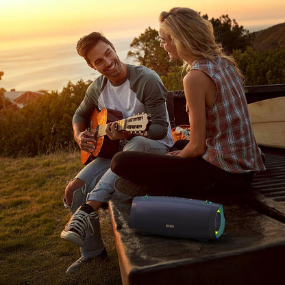 DOSS Extreme Boom Pro D100 Bluetooth Speaker with 140W Peak, 70W Bold Sound, Extra Bass, 24H Playtime, Beat-Sync Lights, IPX6 Waterproof, Portable Strap for Hiking, Camping-Orange