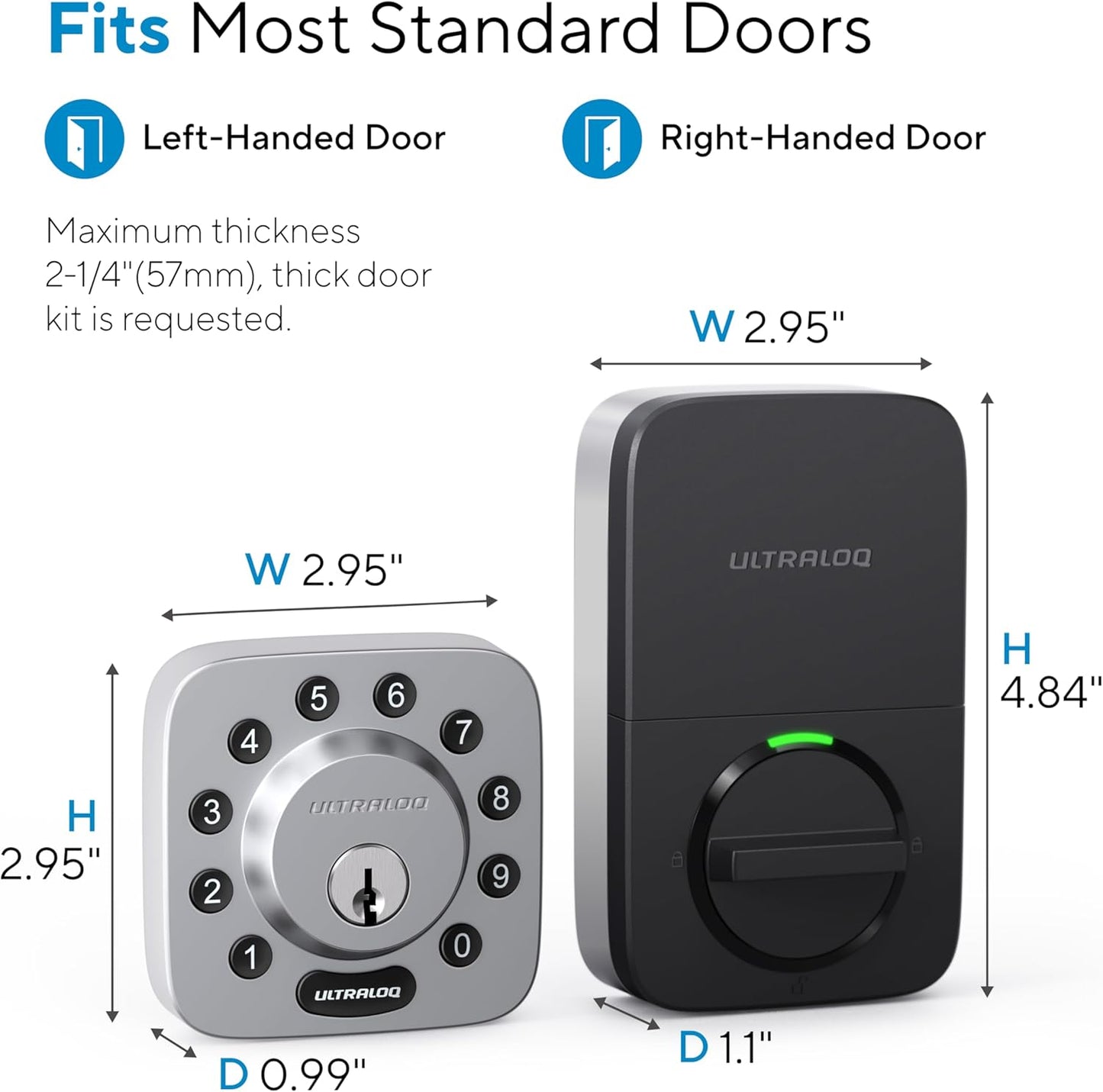 ULTRALOQ U-Bolt Smart Lock + WiFi Bridge, 5-in-1 Keyless Entry Door Lock with WiFi, Bluetooth, App and Keypad, Smart Deadbolt Lock Front Door, ANSI Grade 1 Certified, 1Year Battery, Satin Nickel