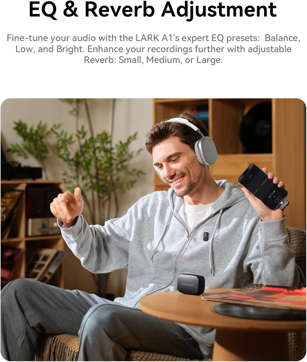 Hollyland Lark A1 Duo - Wireless Microphone USB C for iPhone 16/15 & Android (2TX + USB-C RX + Charging Case), Magnetic Mic for YouTube, TikTok, Podcast, Interviews (Black)