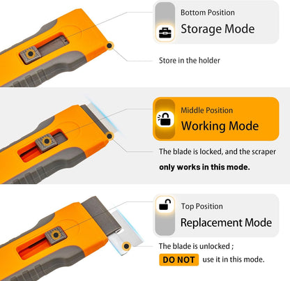 Razor Blade Scraper with 15 Spare Replacements - Glass Stove Top, Oven, Cooktop Scraper for Easy & Safe Cleaning, Decal & Sticker Removal, Non-Scratch, Comfortable Grip, Perfect for Home & Auto Use