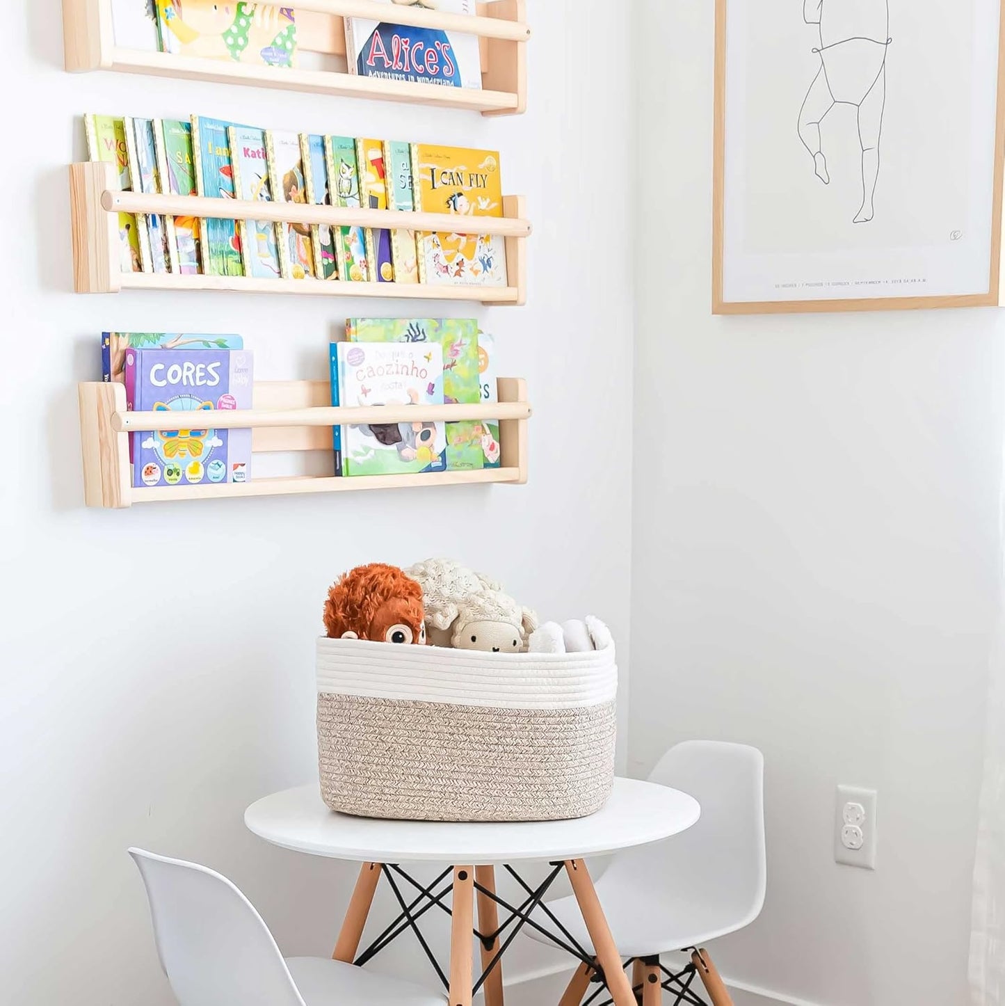 OrganiHaus Soft Woven Baskets for Storage Organization Set of 3, Cotton Rope Nursery Storage Baskets for Shelves, Square Book Bins, Bathroom Towel Hamper, Dog Toy Bins, Panier Rangement - Light Honey