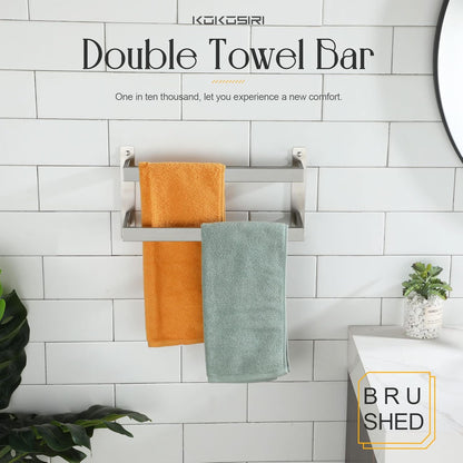 KOKOSIRI Towel Bars Black Bath Towel Holders 20 Inches Bathroom 2-Tiers Ladder Towel Rails Wall Mounted Towels Shelves Rack Stainless Steel, B5008BK-L20
