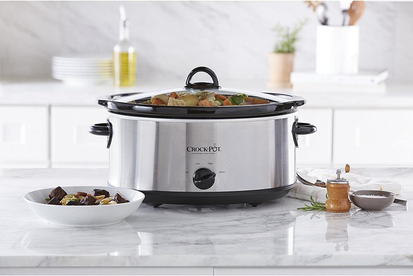 Crock-Pot 7-Quart Oval Manual Slow Cooker | Stainless Steel (SCV700-S-BR)