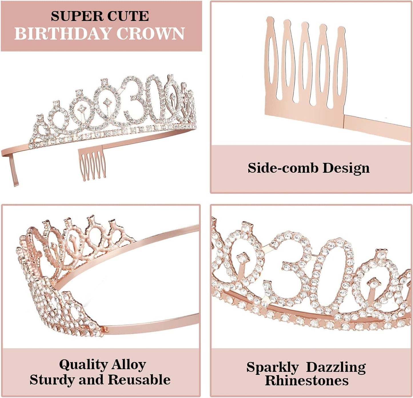 65th Birthday Decorations for Women, Including 65th Birthday Sash and Crown, Cake Topper and Candles, Number Balloons Rose Gold, 65 Year Old Gifts for Women