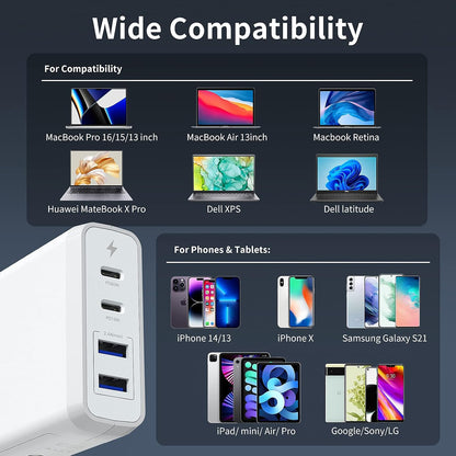 4-Port USB Charger, EGOWAY 90W Wall Charger, 60W & 18W Dual USB C Wall Charger and Dual USB A Ports 12W, Multi USB C Charger for MacBook, Phone and More