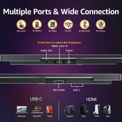 cocopar Portable Monitor 18.5 inch 1080P 100Hz 72% NTSC USB-C HDMI Large Portable Monitor for Laptop MacBook Xbox PS4/5 Switch
