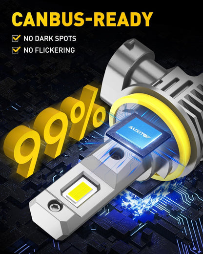 AUXITO H11 LED Headlight Bulbs, 400% Brighter 6500K White Wireless LED Headlights for H8 H9 H16 Fog Lights, DRL, Low Beam or High Beam, Direct Install Plug and Play, IP68 Waterproof, Pack of 2