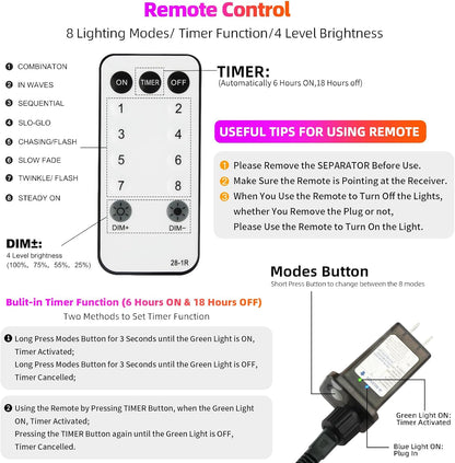 Tcamp 105FT 300 LED Purple Orange Halloween Decorations Lights Motion Activated Sync with 4 Scary Music, 6 Modes Halloween String Lights for Party Yard Outdoor Indoor Decor (3 Sets Connectable)