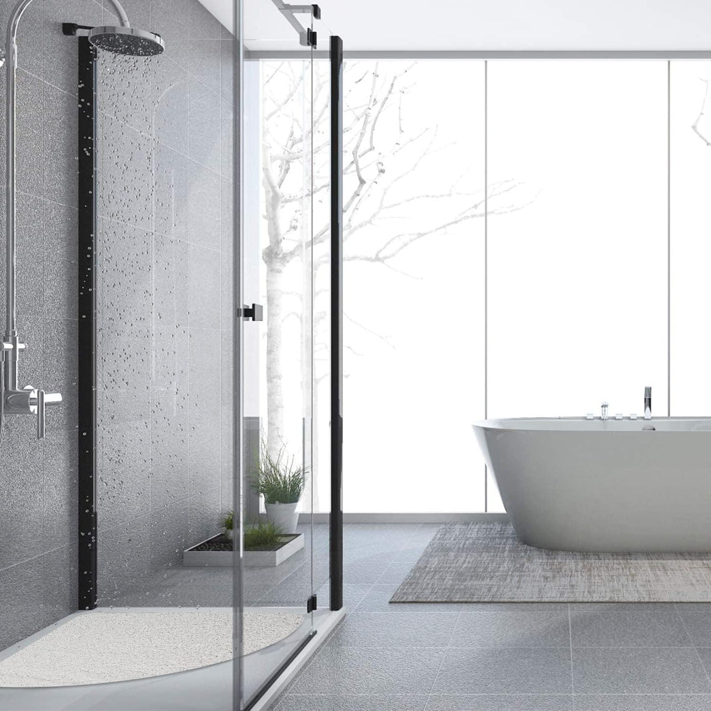 Square Shower Mat, Non Slip Bath Mat, Loofah Shower Stall Mats for Walk-in Shower, 32 x 32 Inches Shower Floor Mat with Drain, Bath Mats for Showers Bathroom, Tub, Seniors