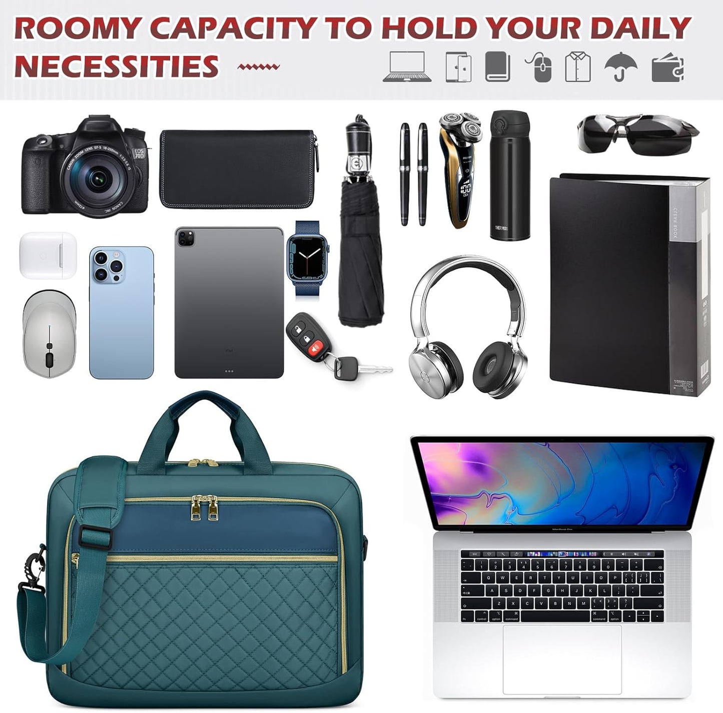 Laptop Bag 17 Inch Laptop Briefcase for Women Waterproof Computer Messenger Bag Professional Laptop Case for Business Work - PuriLite