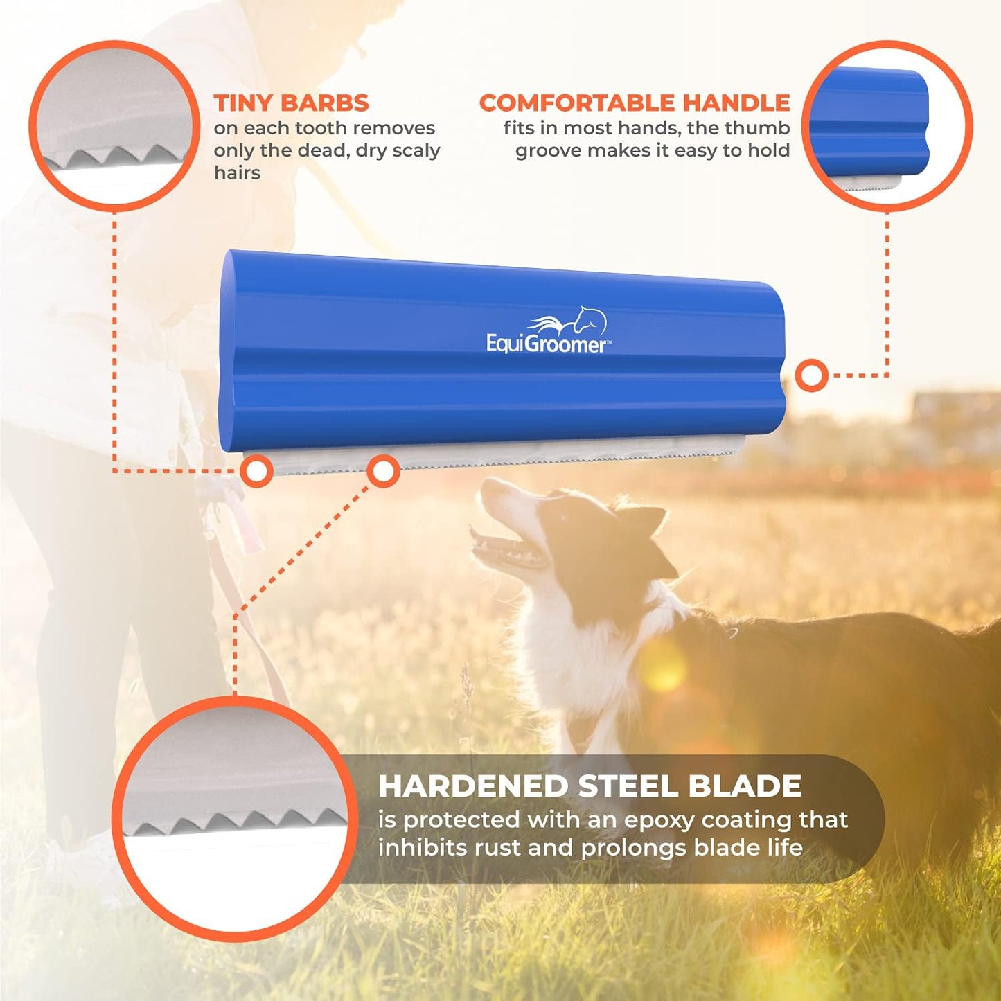 EquiGroomer Deshedding Brush for Dogs and Cats | Undercoat Deshedding Tool for Large and Small Pets | Comb Removes Loose Dirt, Hair and Fur While | Perfect for Short and Long Hair Grooming Shedding