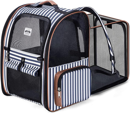 Lekespring Cat Bag, Expandable Cat Backpack Carrier for Small Dogs Medium Cats Fit Up to 18 Lbs, Dog Backpack Carrier, Foldable Pet Backpack Carrier for Travel, Hiking, Outdoor Use (Grey)