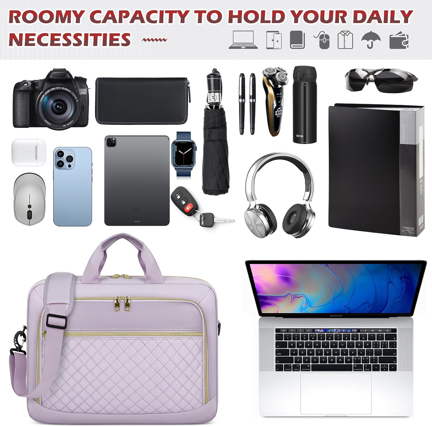 Laptop Bag 17 Inch Laptop Briefcase for Women Waterproof Computer Messenger Bag Professional Laptop Case for Business Work - PuriLite