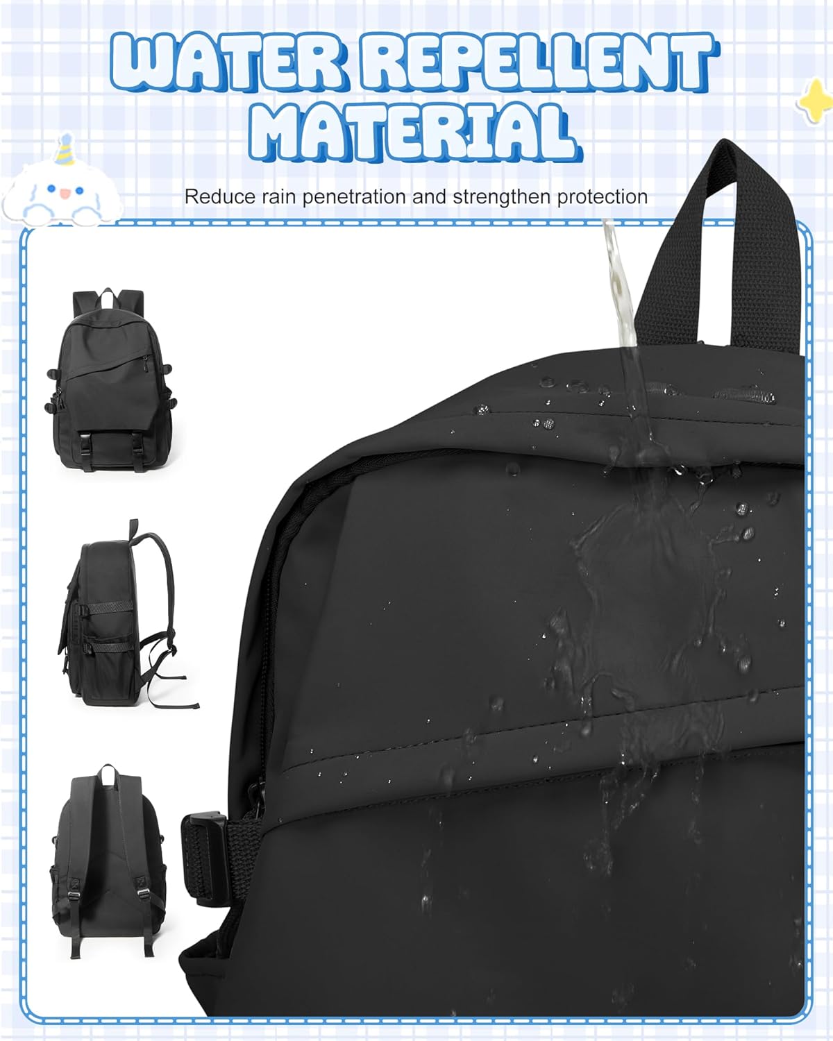 School Backpack for Women Men College High School Bags for Boys Girls Casual Daypack Laptop Backpack Waterproof Black Bookbag Travel Rucksack