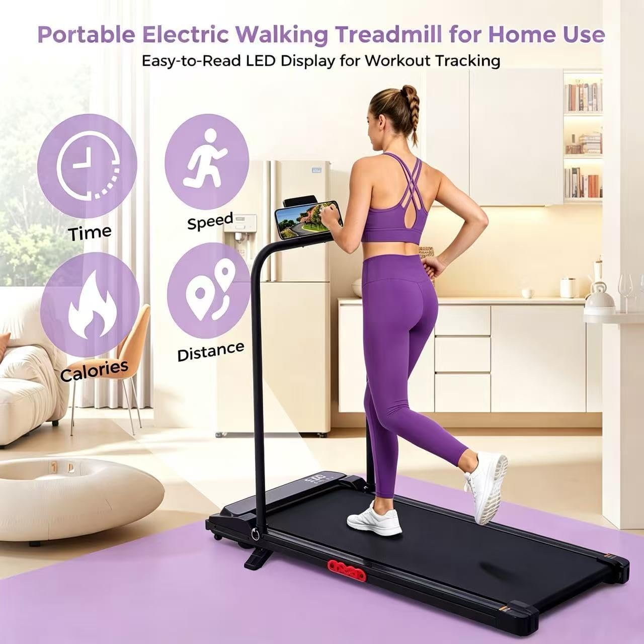 Compact Small Walking Pad Treadmill with Incline, 3.0HP Portable Walking Treadmill with Handle Bar, 0.6-7.6 MPH Mini Treadmills for Home Small, Electric Treadmills for Exercising