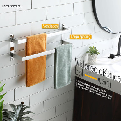 KOKOSIRI Towel Bars Black Bath Towel Holders 20 Inches Bathroom 2-Tiers Ladder Towel Rails Wall Mounted Towels Shelves Rack Stainless Steel, B5008BK-L20