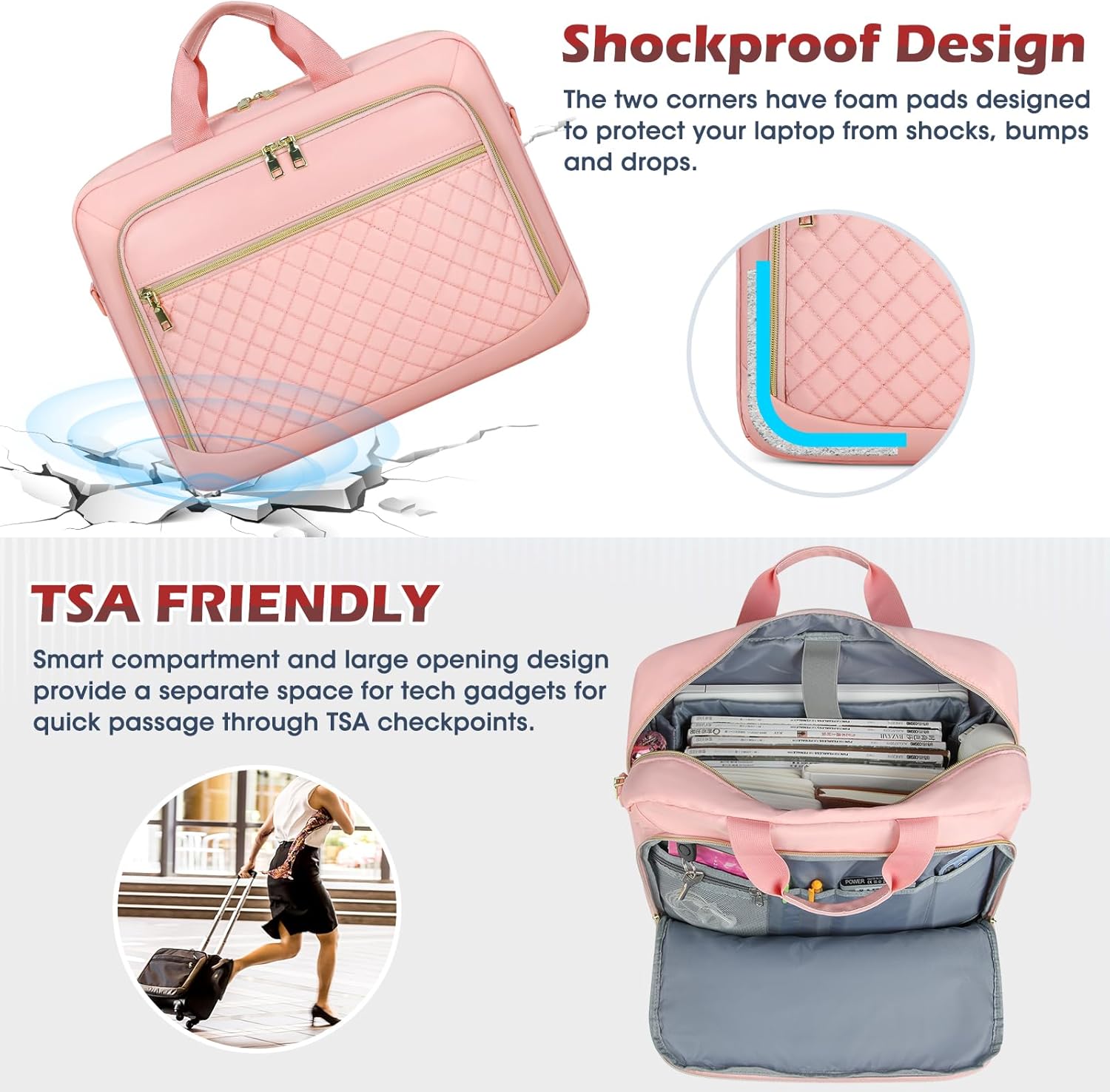 Laptop Bag 17 Inch Laptop Briefcase for Women Waterproof Computer Messenger Bag Professional Laptop Case for Business Work - PuriLite