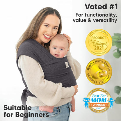 KeaBabies Baby Wrap Carrier - All in 1 Original Baby Carrier Newborn To Toddler Sling, Easy to Wear, Hands Free Bonding, Lightweight, Breathable Infant Wraps (Trendy Black)