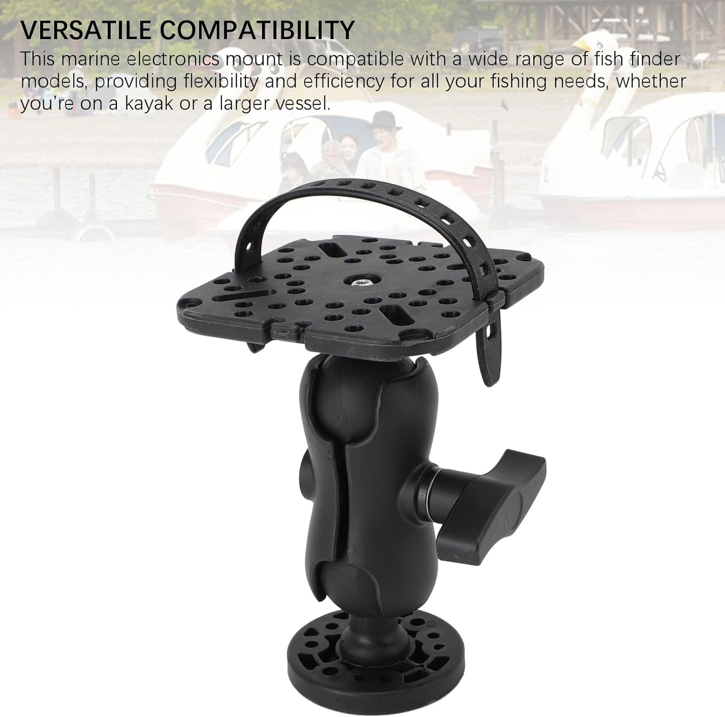 FAUOSWUK Fish Finder Mount Base, Boat Fish Finder Electronics Mount, Nylon Silicone Stable Clamping for Marine Boat Kayak Pontoon Canoe