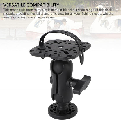 FAUOSWUK Fish Finder Mount Base, Boat Fish Finder Electronics Mount, Nylon Silicone Stable Clamping for Marine Boat Kayak Pontoon Canoe
