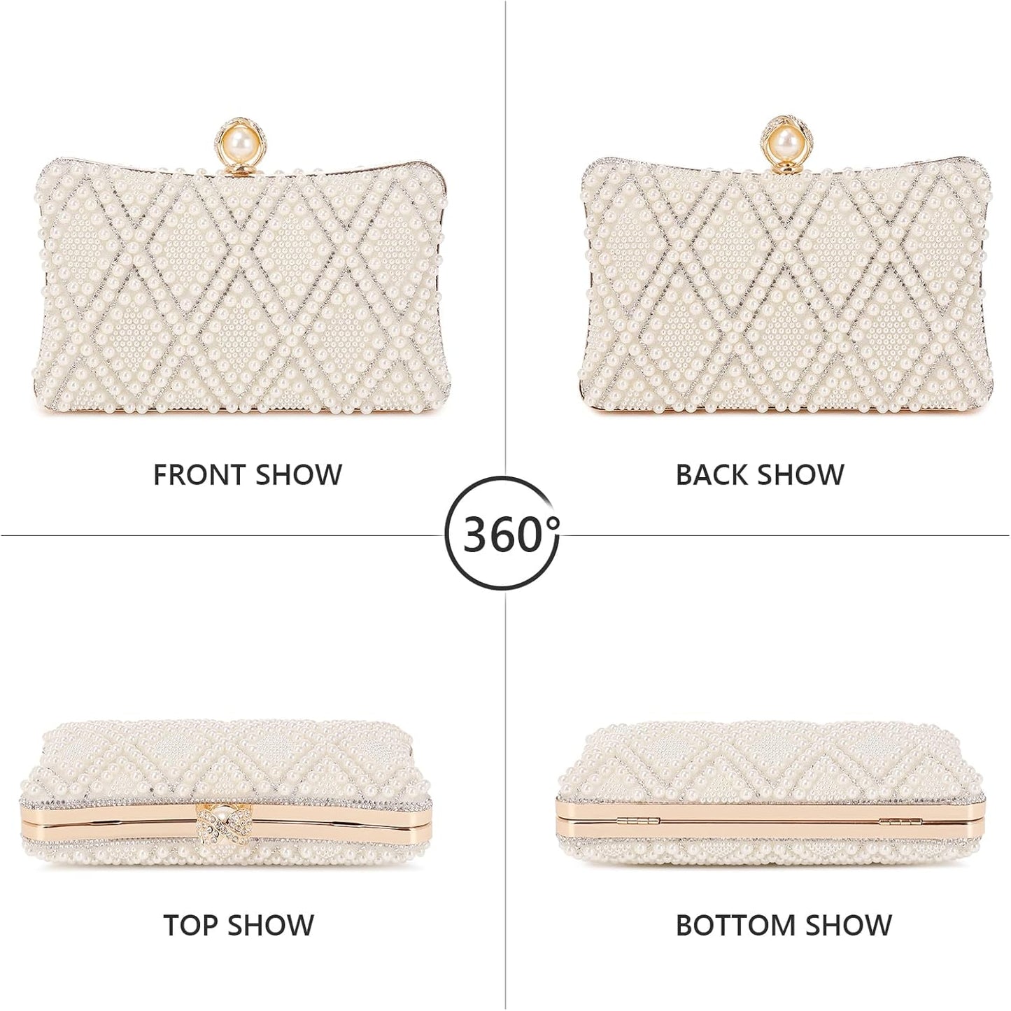 Women's Evening Handbags Pearl Clutch Purse Beaded bag Bridal Clutch wedding Purse