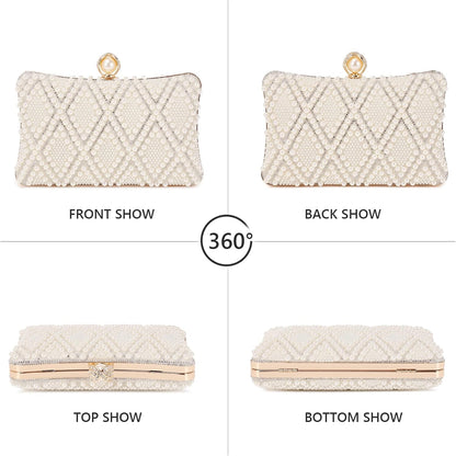 Women's Evening Handbags Pearl Clutch Purse Beaded bag Bridal Clutch wedding Purse