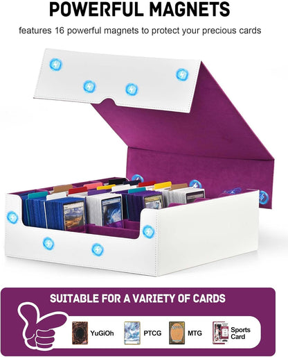 ZLCA Card Storage Box for MTG PTCG, Commander Deck Box Holds 3000+ Cards, Card Storage Case with 4 Stoppers, Card Organizer for TCG Sport Cards (Black)