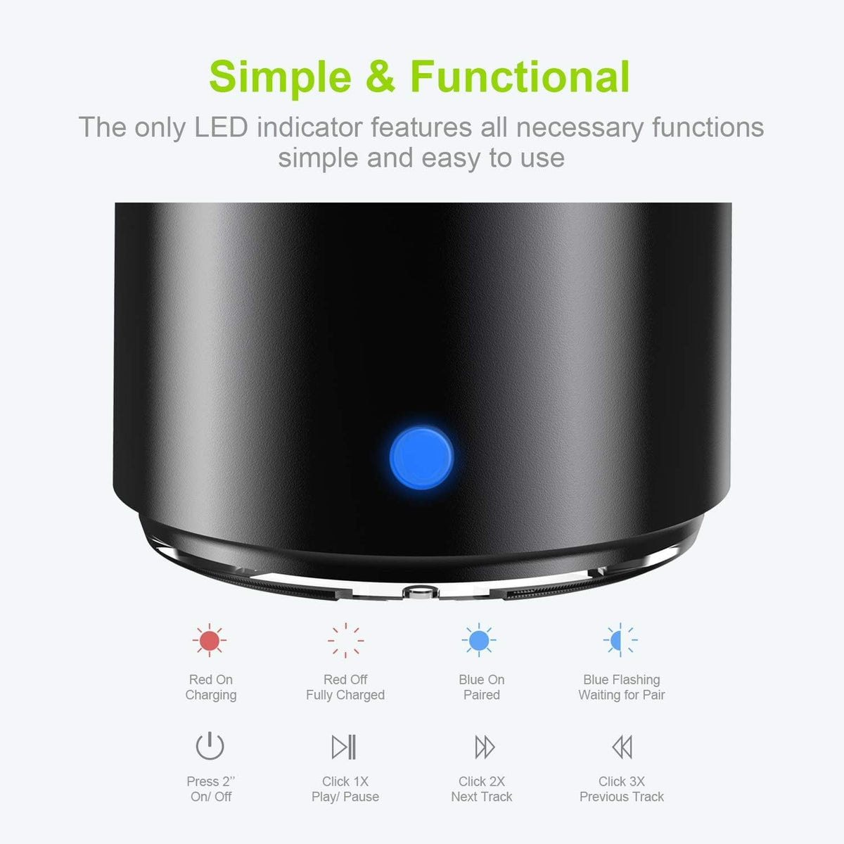 EWA A106 Mini Bluetooth Speaker with Travel Case, Bass Radiator Enhanced Bass, IPX6 Waterproof, Bluetooth V5.0, for Outdoor, Shower, Room, Bike, Car (Black)