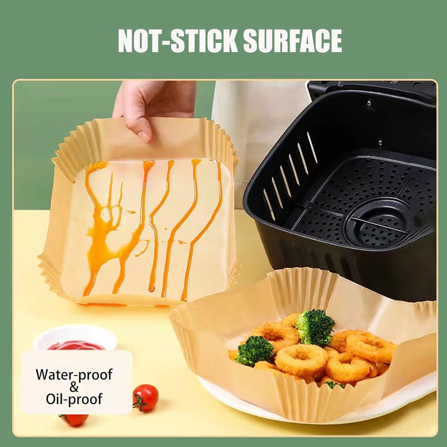GOFFUGT Air Fryer Disposable Paper Liner,100PCS Round Airfryer Paper Liners,9" Natural Parchment Paper for Air Fryer Oil-Proof Water-Proof,Food Grade Parchment for AirFryer,Steamer,Microwave Etc